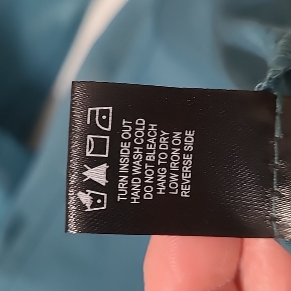 Thirty Thirty Teal Mini Dress with Sheer Poof Sleeves & Smocked Back size XL - Picture 6 of 8